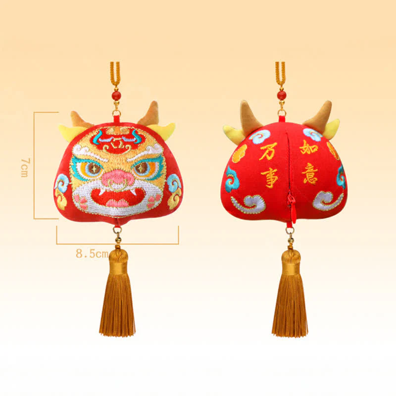 Buddha Stones Chiński haftowany smok tygrys frędzel szczęście uroczy zwierzęcy wystrój - Image 33