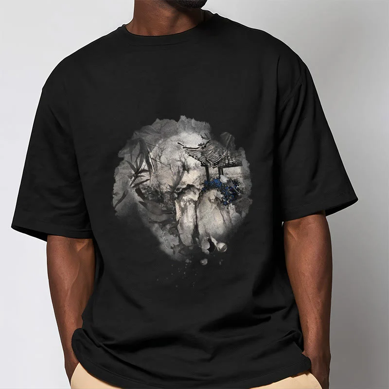 Buddha Stones Chiński pawilon górski z bambusa Wzór T-shirt T-shirt - Image 3