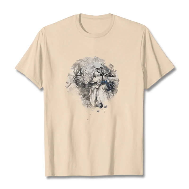 Buddha Stones Chiński pawilon górski z bambusa Wzór T-shirt T-shirt - Image 6