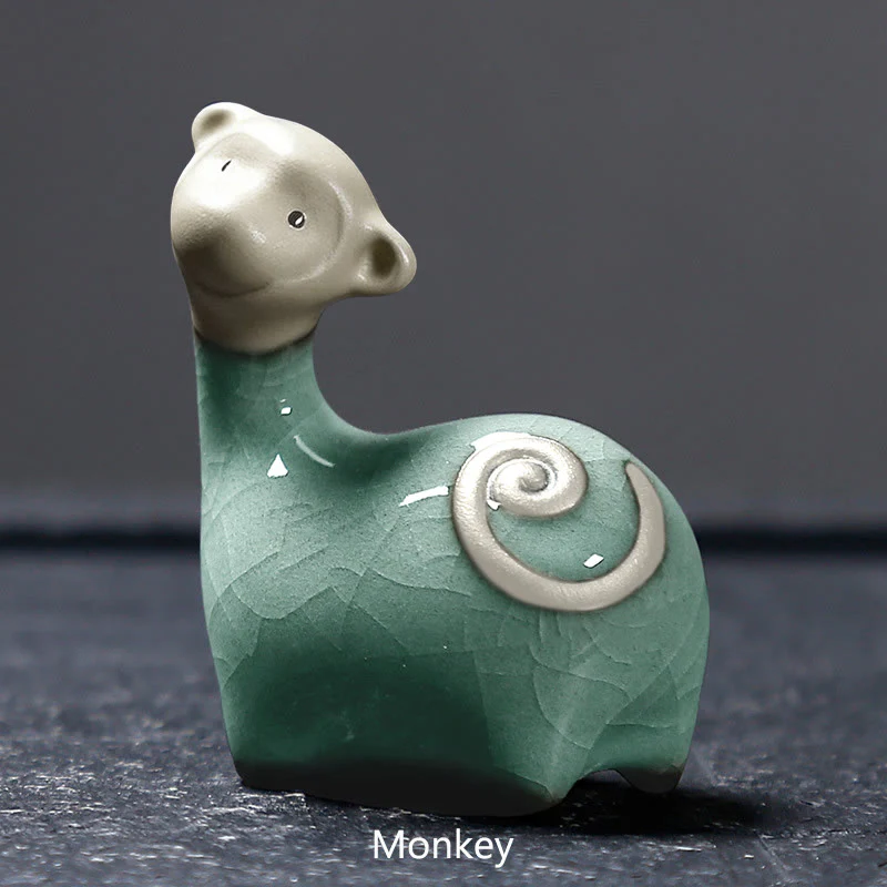 Buddha Stones Chiński Zodiak Ceramiczna Herbata Zwierzę Dom Dekoracja - Image 14