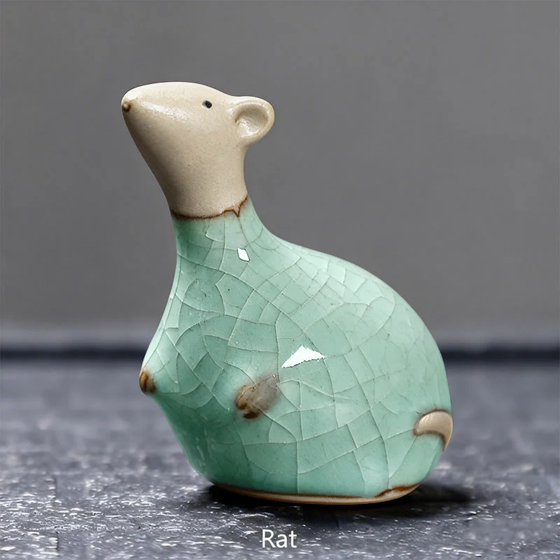 Buddha Stones Chiński Zodiak Ceramiczna Herbata Zwierzę Dom Dekoracja - Image 3