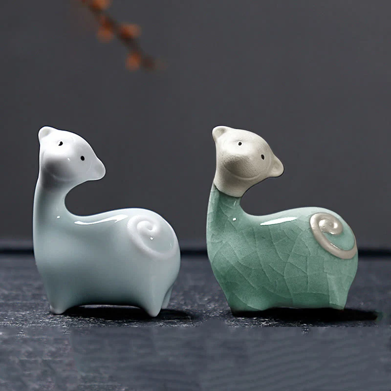 Buddha Stones Chiński Zodiak Ceramiczna Herbata Zwierzę Dom Dekoracja - Image 42