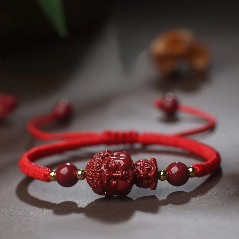 Buddha Stones Chiński Zodiak Natal Budda Cynober Amulet Błogosławieństwo Bransoletka Sznurkowa - Image 2