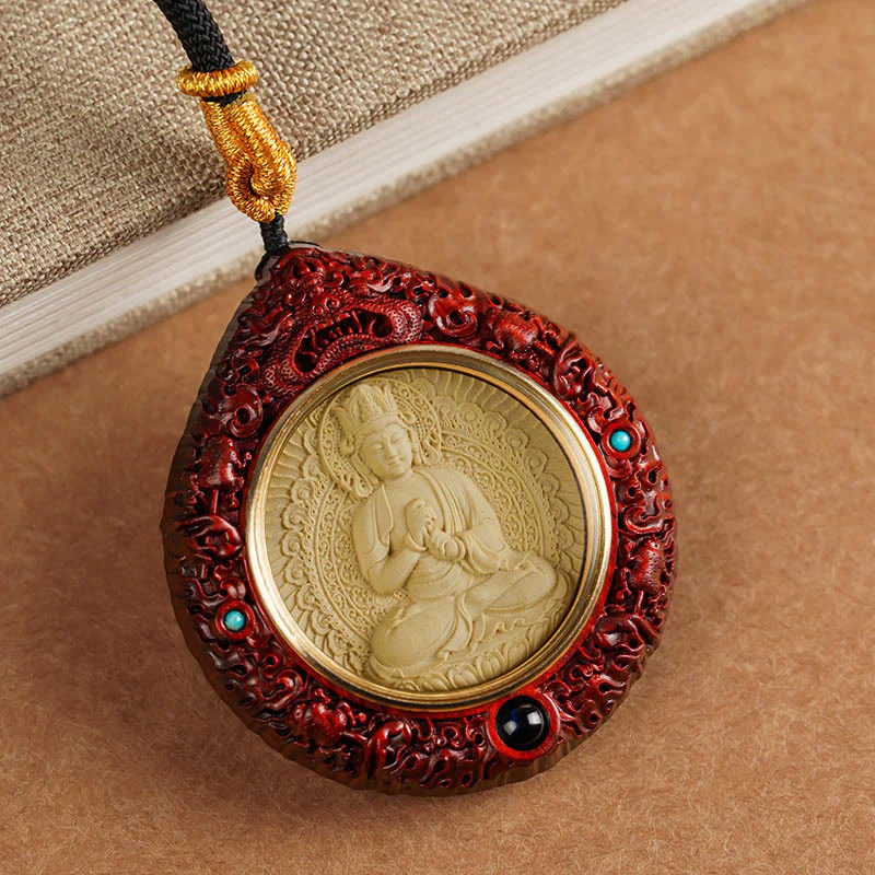 Buddha Stones Chiński Zodiak Natal Budda Mały Liść Czerwony Sandałowiec Heban Długowieczność Naszyjnik Wisiorek