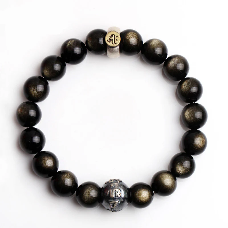 Buddha Stones Chiński Zodiak Natal Budda Obsydian Oczyszczająca Bransoletka - Image 8
