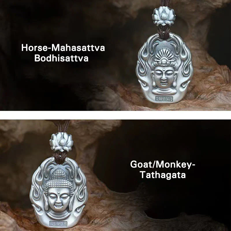 Buddha Stones Chiński Zodiak Natal Budda Om Mani Padme Hum Lotus Współczucie Naszyjnik Wisiorek - Image 23