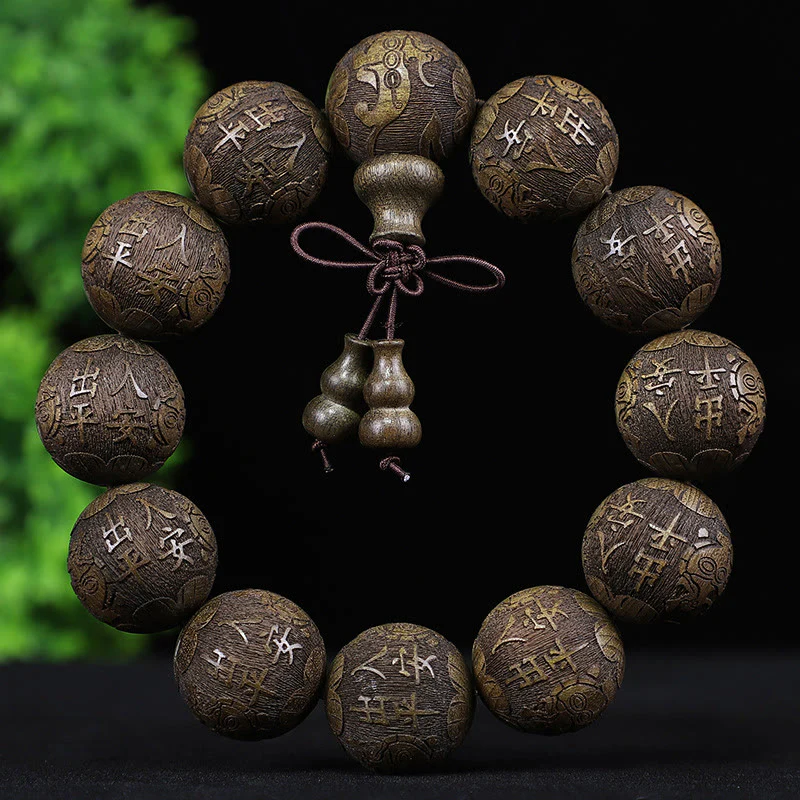 Buddha Stones Chiński Zodiak Palisander Ebony Miedź Moneta PiXiu Rzeźbiona Bransoletka Ciepło - Image 18