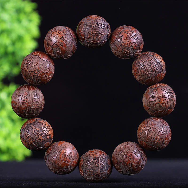 Buddha Stones Chiński Zodiak Palisander Ebony Miedź Moneta PiXiu Rzeźbiona Bransoletka Ciepło - Image 19