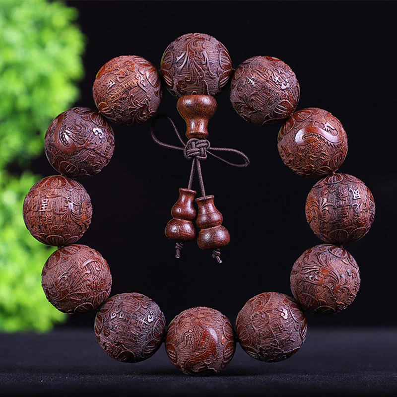 Buddha Stones Chiński Zodiak Palisander Ebony Miedź Moneta PiXiu Rzeźbiona Bransoletka Ciepło - Image 5
