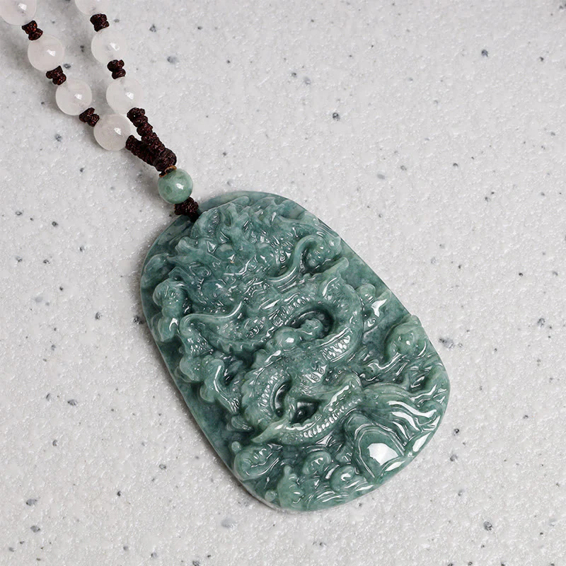 Buddha Stones Chiński Zodiak Smok Jade Naszyjnik Dobrobytu Wisiorek Koralikowy Sznur - Image 5