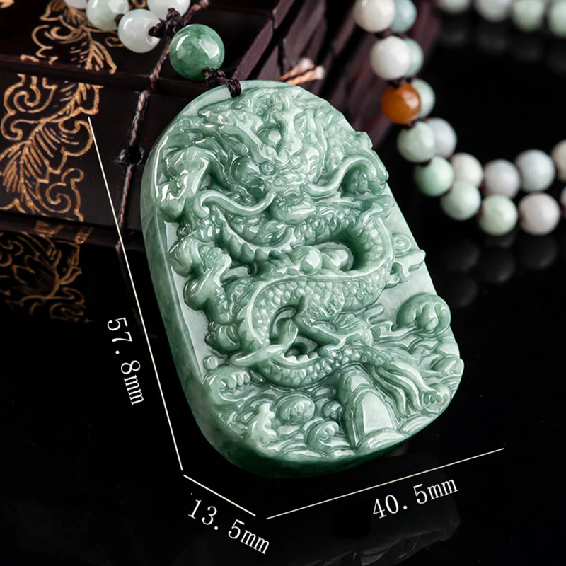 Buddha Stones Chiński Zodiak Smok Jade Naszyjnik Dobrobytu Wisiorek Koralikowy Sznur - Image 8