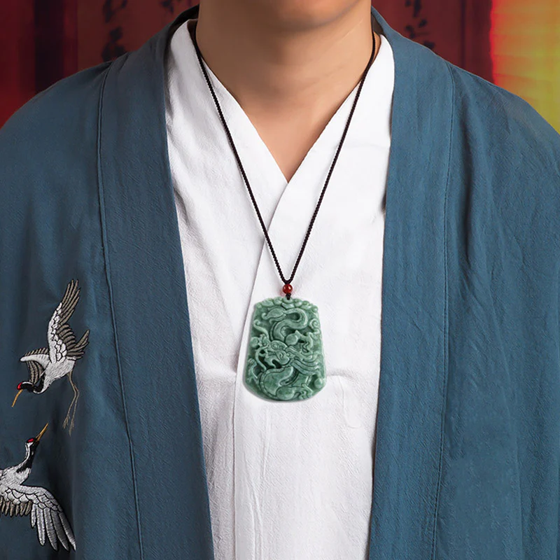 Buddha Stones Chiński Zodiak Smok Jade Siła Naszyjnik Wisiorek Sznurek - Image 4