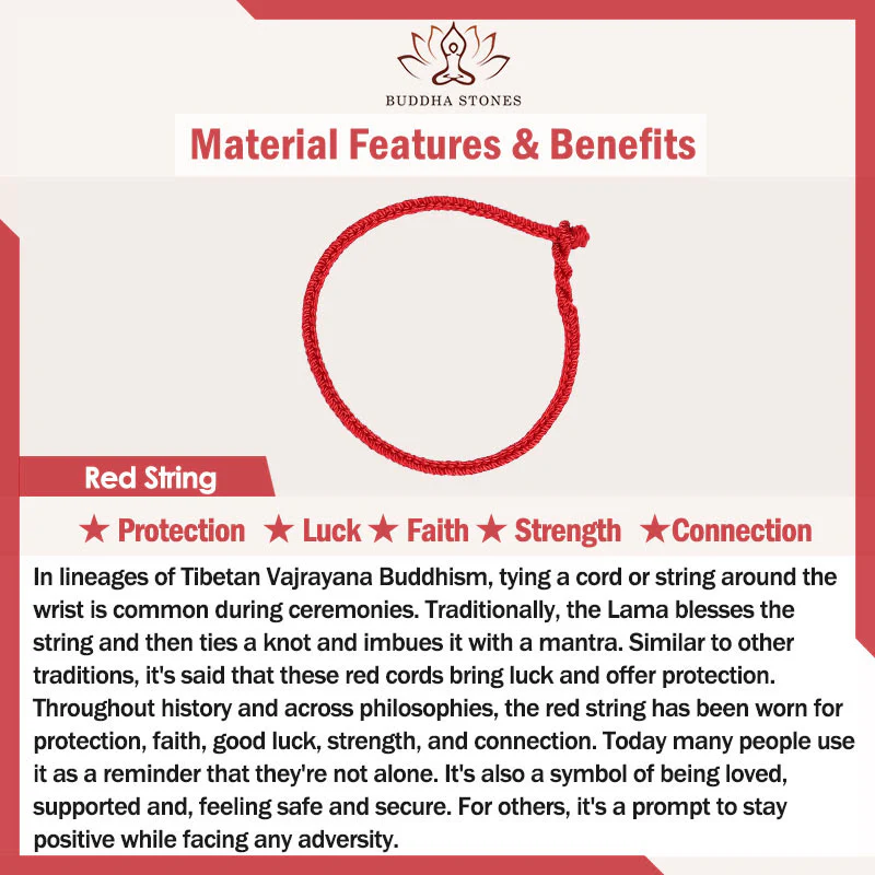 Buddha Stones Cinnabar Peace And Joy Czerwona sznurkowa regulowana bransoletka pleciona z błogosławieństwem - Image 8
