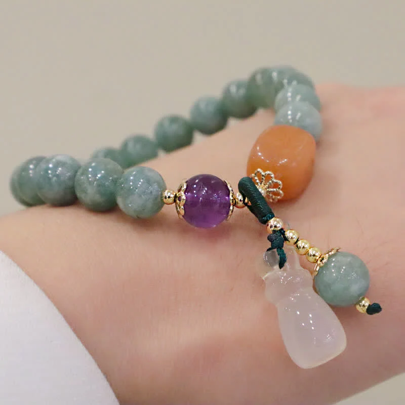 Buddha Stones Cyan Jade Lotos Dynia Życzenie Pokoju Klamra Ametyst Kryształ Uzdrawiająca Bransoletka - Image 11