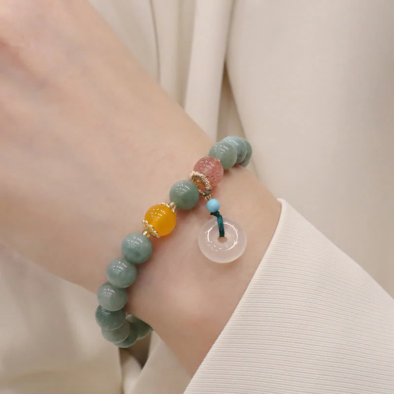 Buddha Stones Cyan Jade Lotos Dynia Życzenie Pokoju Klamra Ametyst Kryształ Uzdrawiająca Bransoletka - Image 12