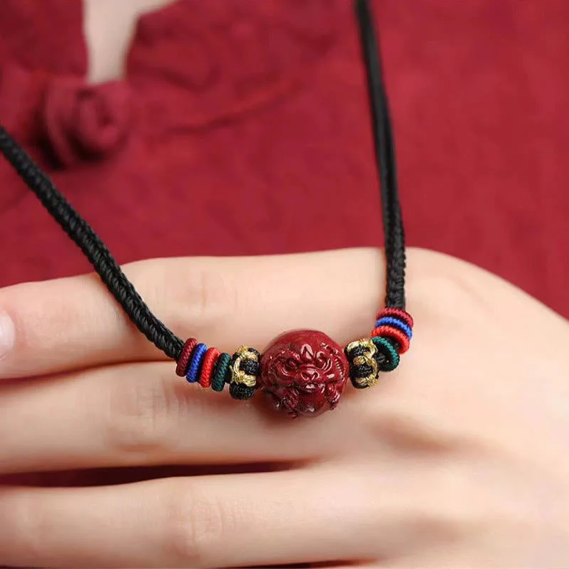Buddha Stones Cynober Chiński Zodiak Czarny Sznur Błogosławieństwo Naszyjnik Wisiorki - Image 12