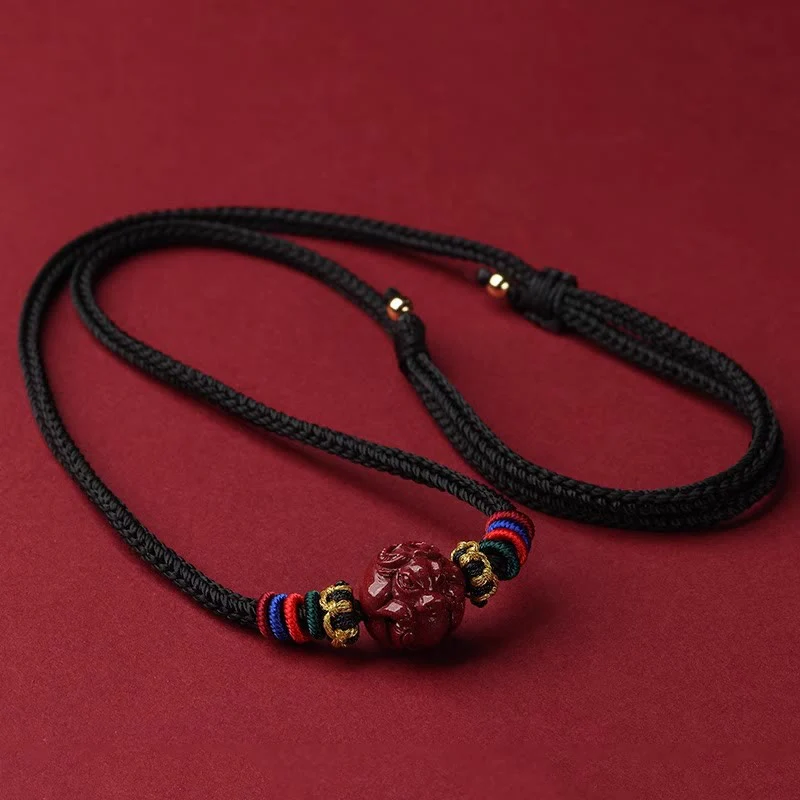Buddha Stones Cynober Chiński Zodiak Czarny Sznur Błogosławieństwo Naszyjnik Wisiorki - Image 3