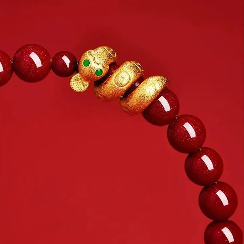 Buddha Stones Cynobrowe Koraliki Hetian Jade Bransoletka Błogosławieństwa Roku Węża - Image 13
