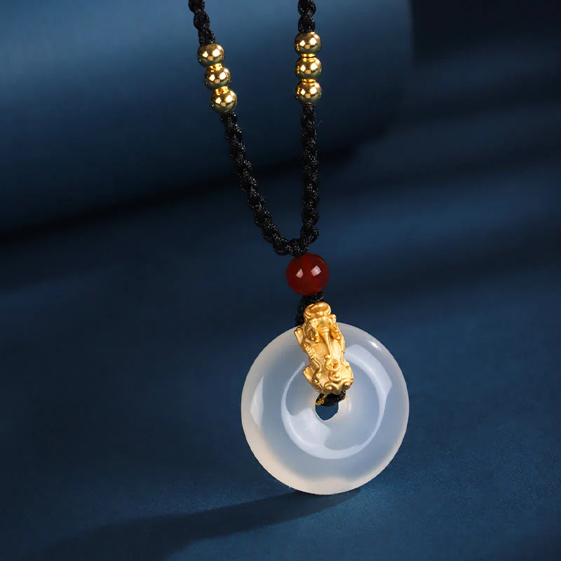 Buddha Stones Czarny Onyks Biały Agat Klamra Pokoju 999 Srebro Złota Naszyjnik PiXiu Fortune Wisiorek - Image 10