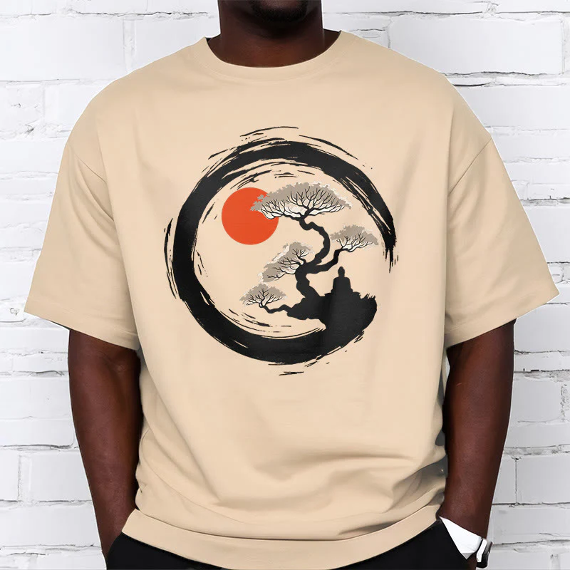 Buddha Stones Czerwone Słońce Sosna Zen Krąg Medytacja Budda Koszulka T-shirt - Image 10