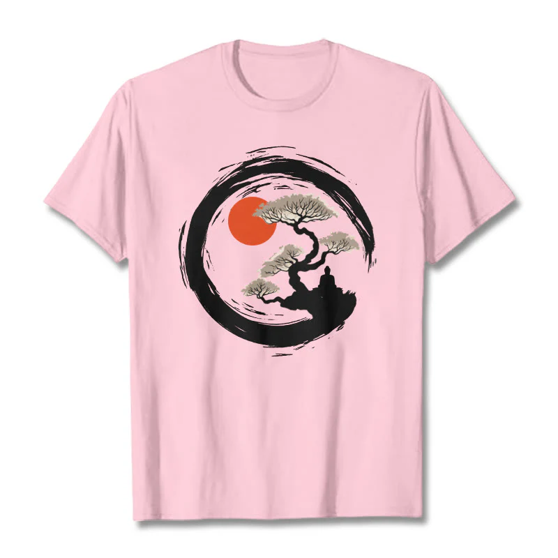 Buddha Stones Czerwone Słońce Sosna Zen Krąg Medytacja Budda Koszulka T-shirt - Image 13