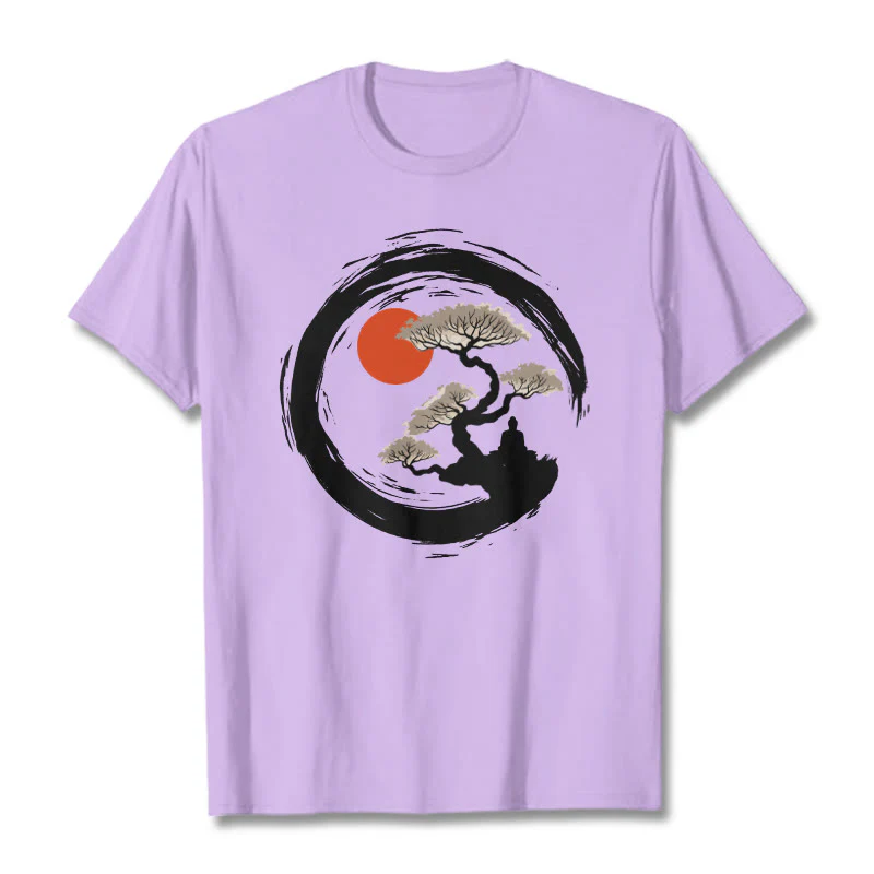 Buddha Stones Czerwone Słońce Sosna Zen Krąg Medytacja Budda Koszulka T-shirt - Image 17