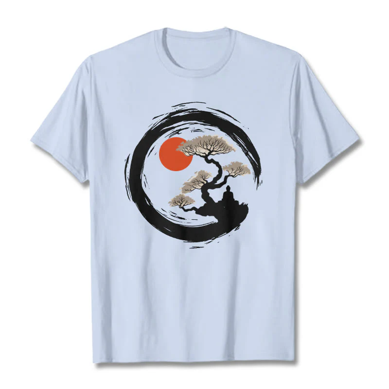 Buddha Stones Czerwone Słońce Sosna Zen Krąg Medytacja Budda Koszulka T-shirt - Image 19