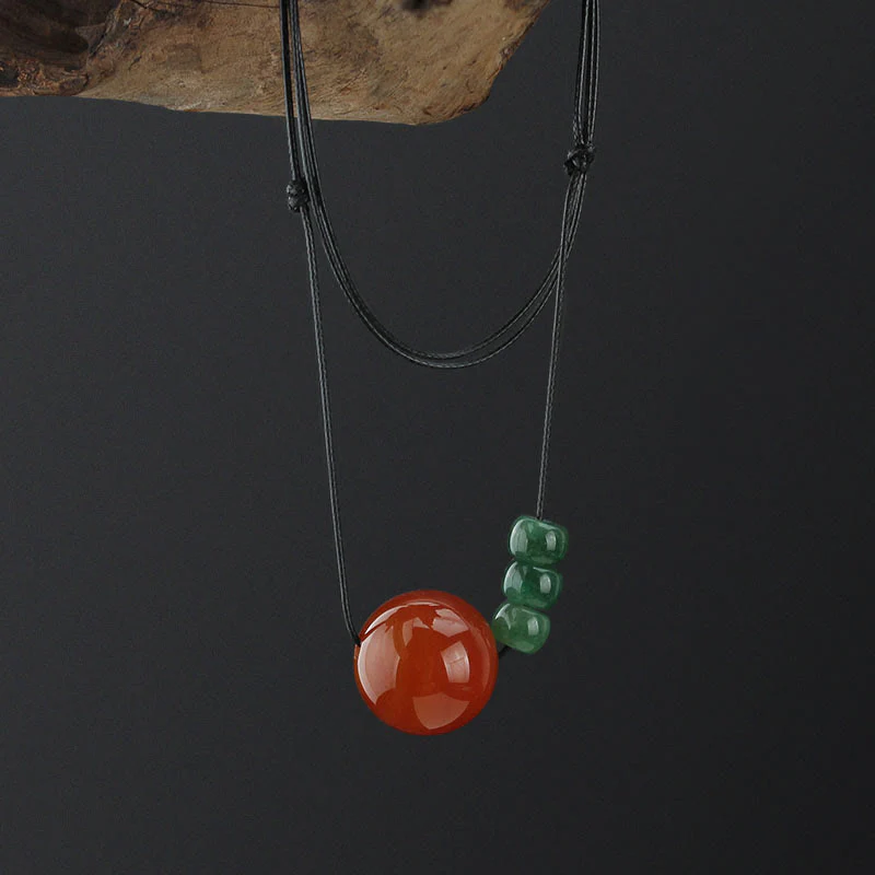 Buddha Stones Czerwony Agat Zielony Awenturyn Zielony Bodhi Koralik Spokojny Skórzany Naszyjnik Wisiorek - Image 10