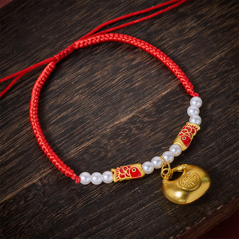Buddha Stones Czerwony sznurek pleciony Koi Fish Fu Character Fortune Regulowana obroża dla kotów i psów - Image 3