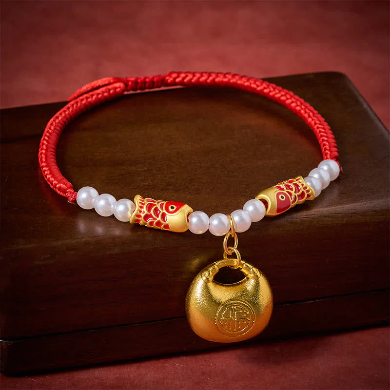 Buddha Stones Czerwony sznurek pleciony Koi Fish Fu Character Fortune Regulowana obroża dla kotów i psów - Image 4