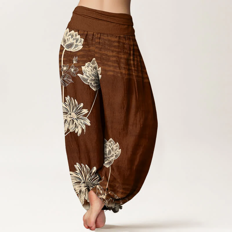 Buddha Stones Damskie spodnie haremowe z bawełny w stylu Lotus High Waist Design - Image 7