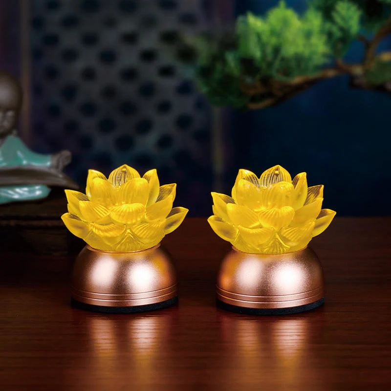 Buddha Stones Dekoracja domu „Nowy początek” – Lotos z miedzi i szkła Liuli - Image 2