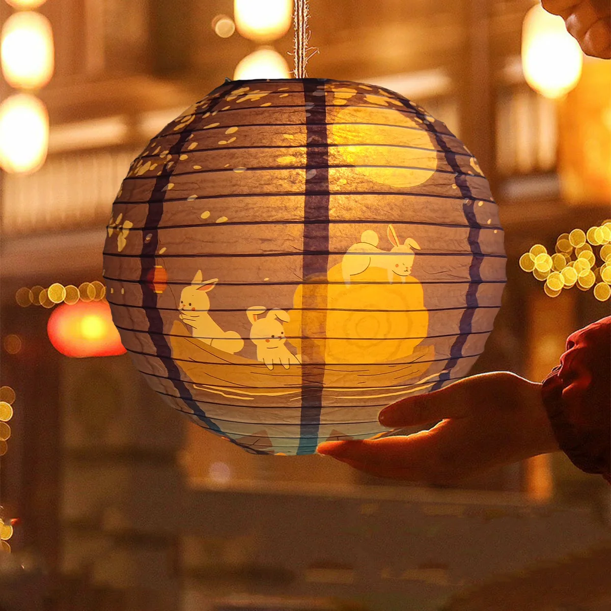 Buddha Stones DIY Królik Papierowa Lampa Latarnia Dekoracja Latarniowa Festiwalu Środka Jesieni - Image 5