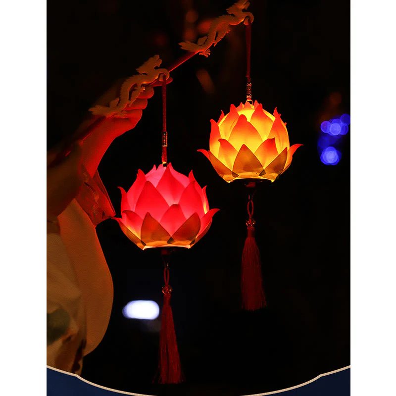 Buddha Stones DIY Kwiat Lotosu Smok Latarnia Lampa Tassel Dekoracja - Image 11