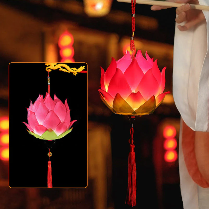 Buddha Stones DIY Kwiat Lotosu Smok Latarnia Lampa Tassel Dekoracja - Image 14