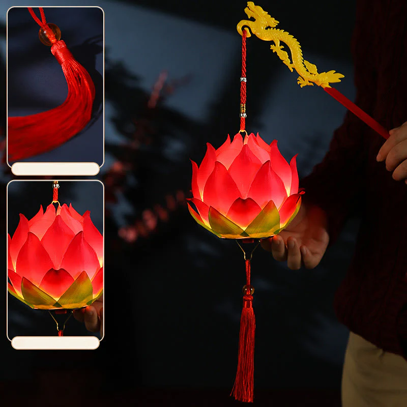 Buddha Stones DIY Kwiat Lotosu Smok Latarnia Lampa Tassel Dekoracja - Image 16