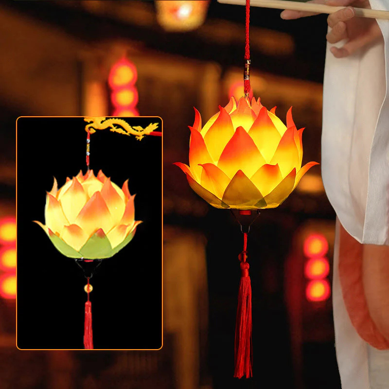 Buddha Stones DIY Kwiat Lotosu Smok Latarnia Lampa Tassel Dekoracja - Image 19
