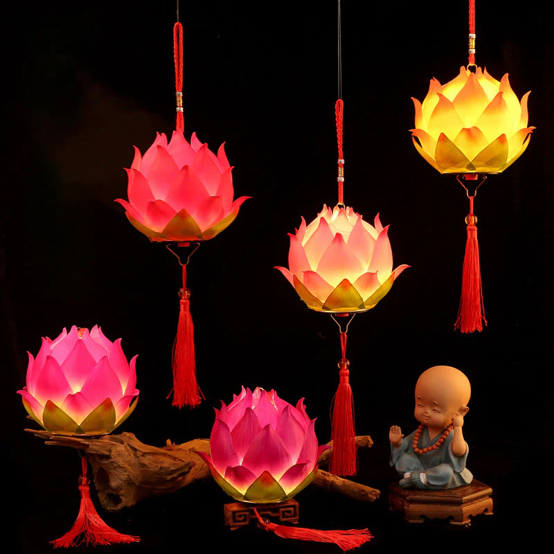 Buddha Stones DIY Kwiat Lotosu Smok Latarnia Lampa Tassel Dekoracja - Image 2