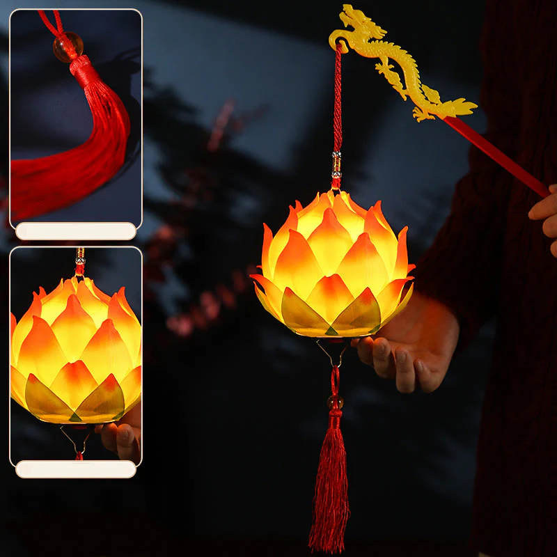 Buddha Stones DIY Kwiat Lotosu Smok Latarnia Lampa Tassel Dekoracja - Image 22