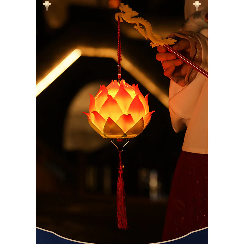 Buddha Stones DIY Kwiat Lotosu Smok Latarnia Lampa Tassel Dekoracja - Image 23