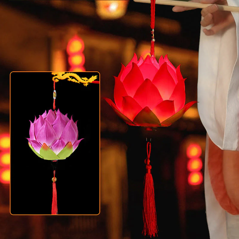Buddha Stones DIY Kwiat Lotosu Smok Latarnia Lampa Tassel Dekoracja - Image 26
