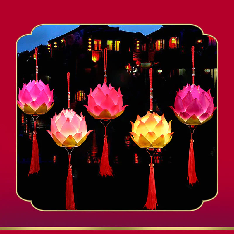 Buddha Stones DIY Kwiat Lotosu Smok Latarnia Lampa Tassel Dekoracja - Image 27