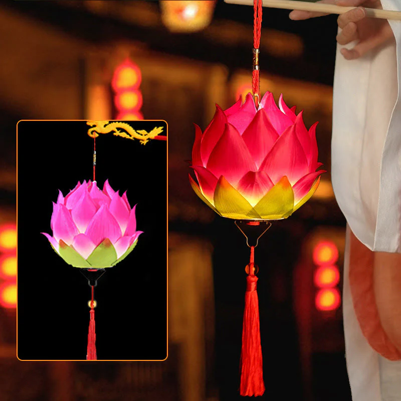 Buddha Stones DIY Kwiat Lotosu Smok Latarnia Lampa Tassel Dekoracja - Image 29