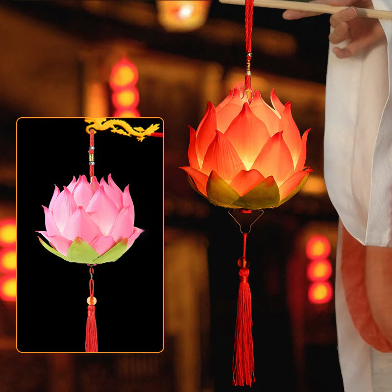 Buddha Stones DIY Kwiat Lotosu Smok Latarnia Lampa Tassel Dekoracja - Image 4