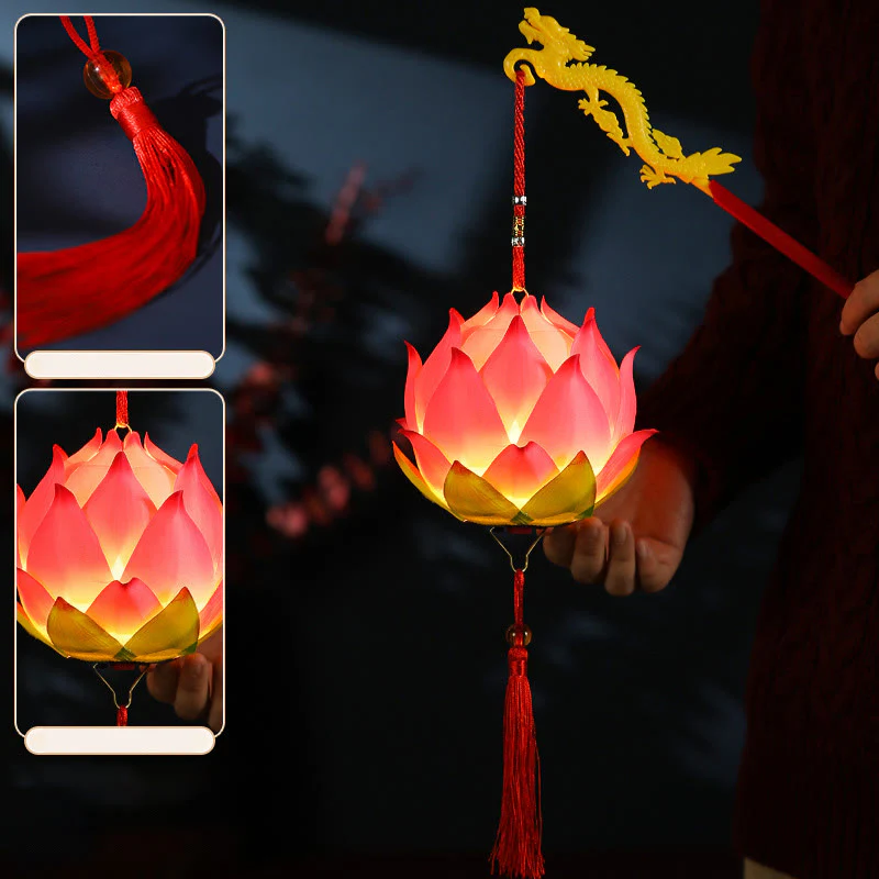 Buddha Stones DIY Kwiat Lotosu Smok Latarnia Lampa Tassel Dekoracja - Image 5