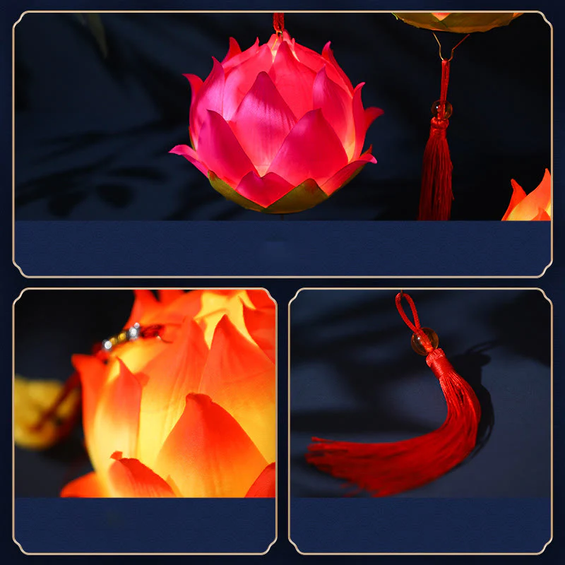 Buddha Stones DIY Kwiat Lotosu Smok Latarnia Lampa Tassel Dekoracja - Image 6