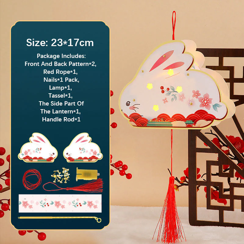 Buddha Stones DIY Powodzenia Uroczy Królik Papierowy Lampion Lampion Dekoracja Latarni Festiwalu Środka Jesieni - Image 10