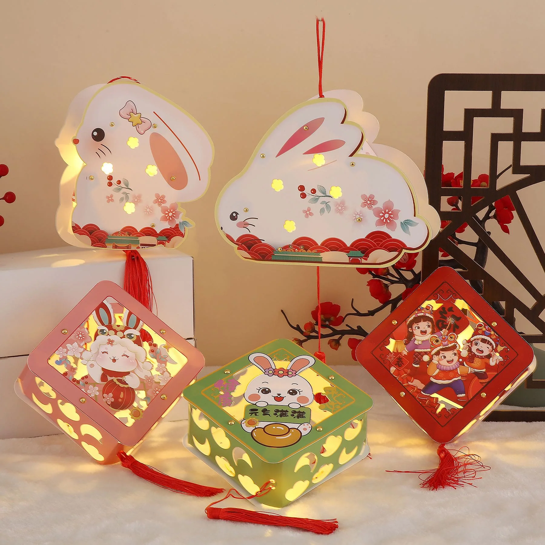 Buddha Stones DIY Powodzenia Uroczy Królik Papierowy Lampion Lampion Dekoracja Latarni Festiwalu Środka Jesieni - Image 2