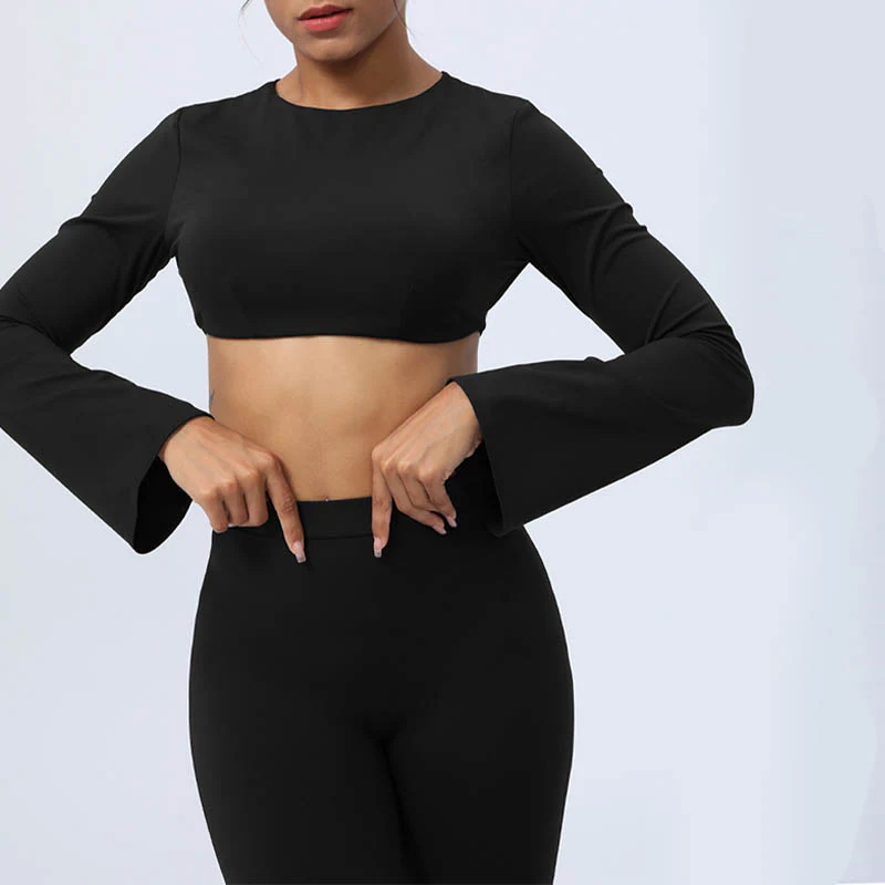 Buddha Stones Długi rękaw Biustonosz z odkrytymi plecami i ramiączkami Spodnie rozszerzane Fitness Joga Strój - Image 49