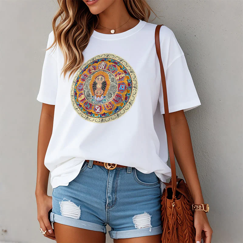 Buddha Stones Dorje Vajra Mandala Budda Bawełniana koszulka T-shirt - Image 11
